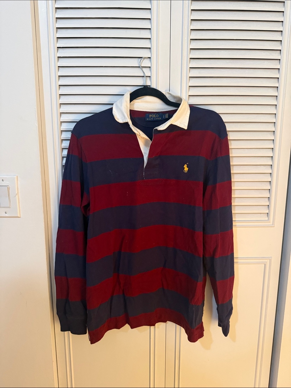 Polo by Ralph Lauren Women’s Maroon & Navy Striped Rugby Shirt